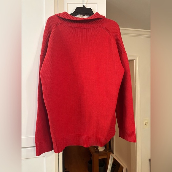 new Reformation Brooklyn Cotton polo button pullover sweater in red - Picture 5 of 6